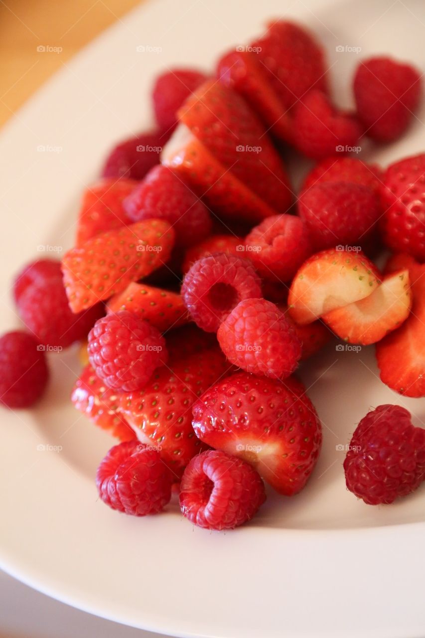 Strawberries and raspberries 