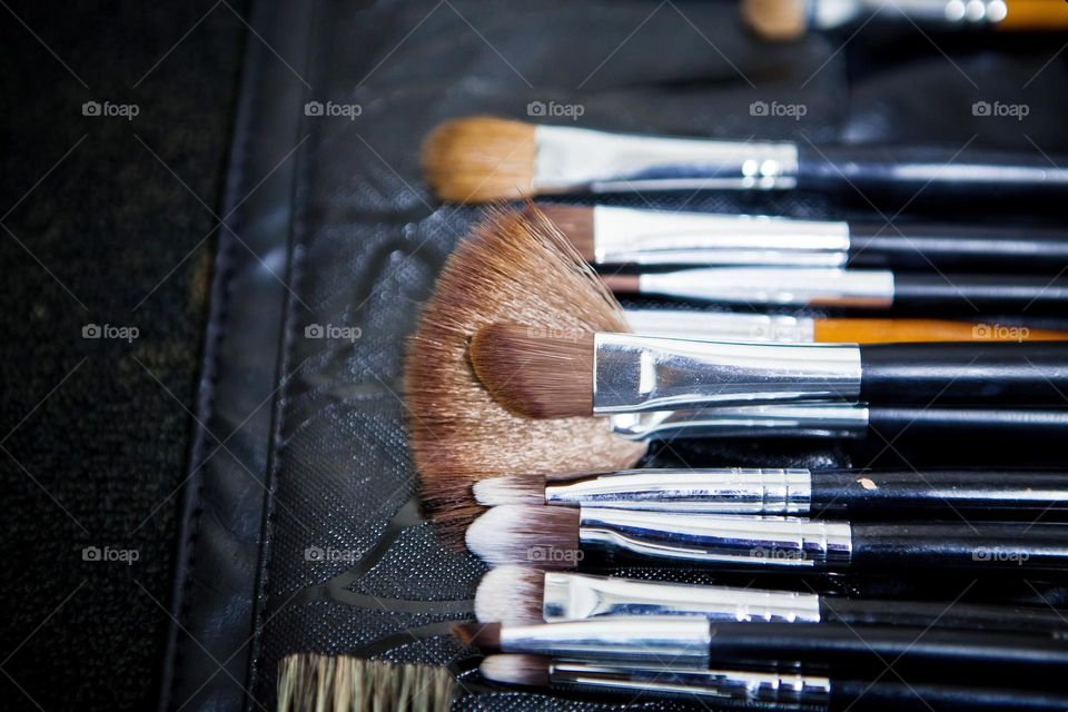 Makeup brushes organized