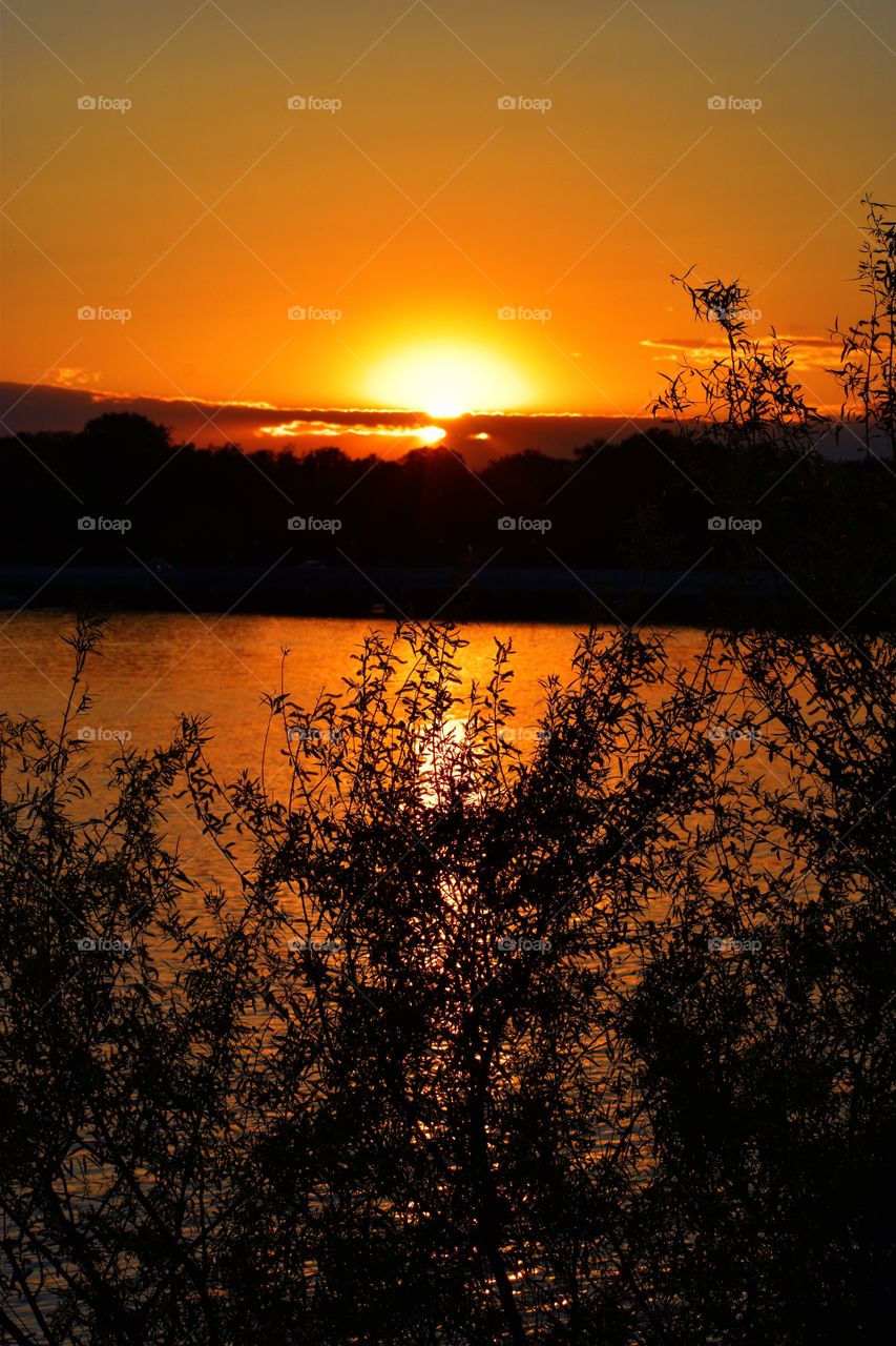 Beautiful lake Indiana sunset. 