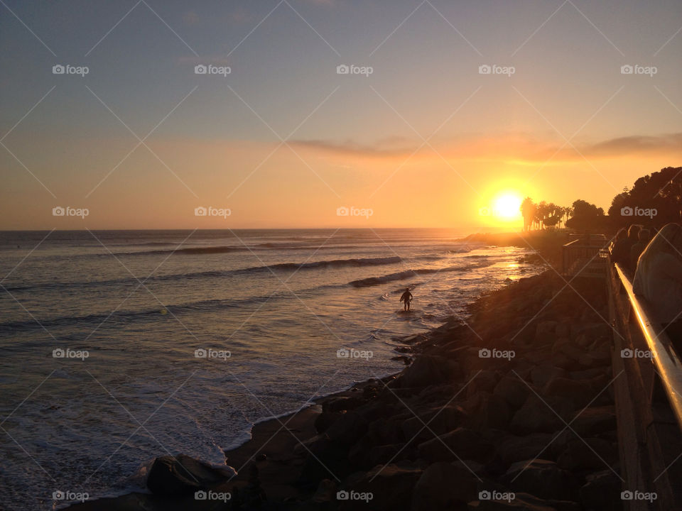 surfers point ventura california beach ocean sunset by mscelfo