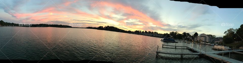 Panorama of a lake in Battle Creek Michigan on a fall day