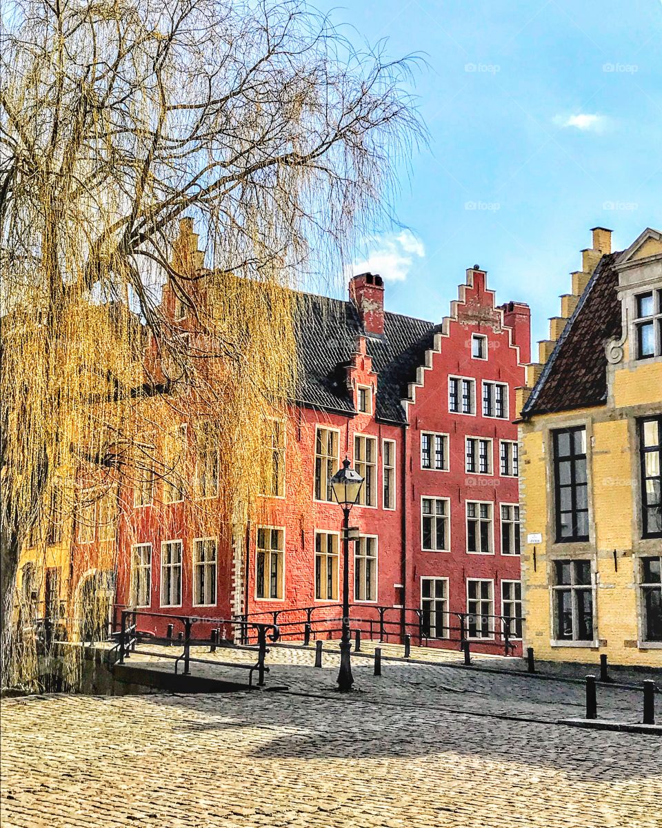 Quaint neighborhood in historical Ghent, Belgium 