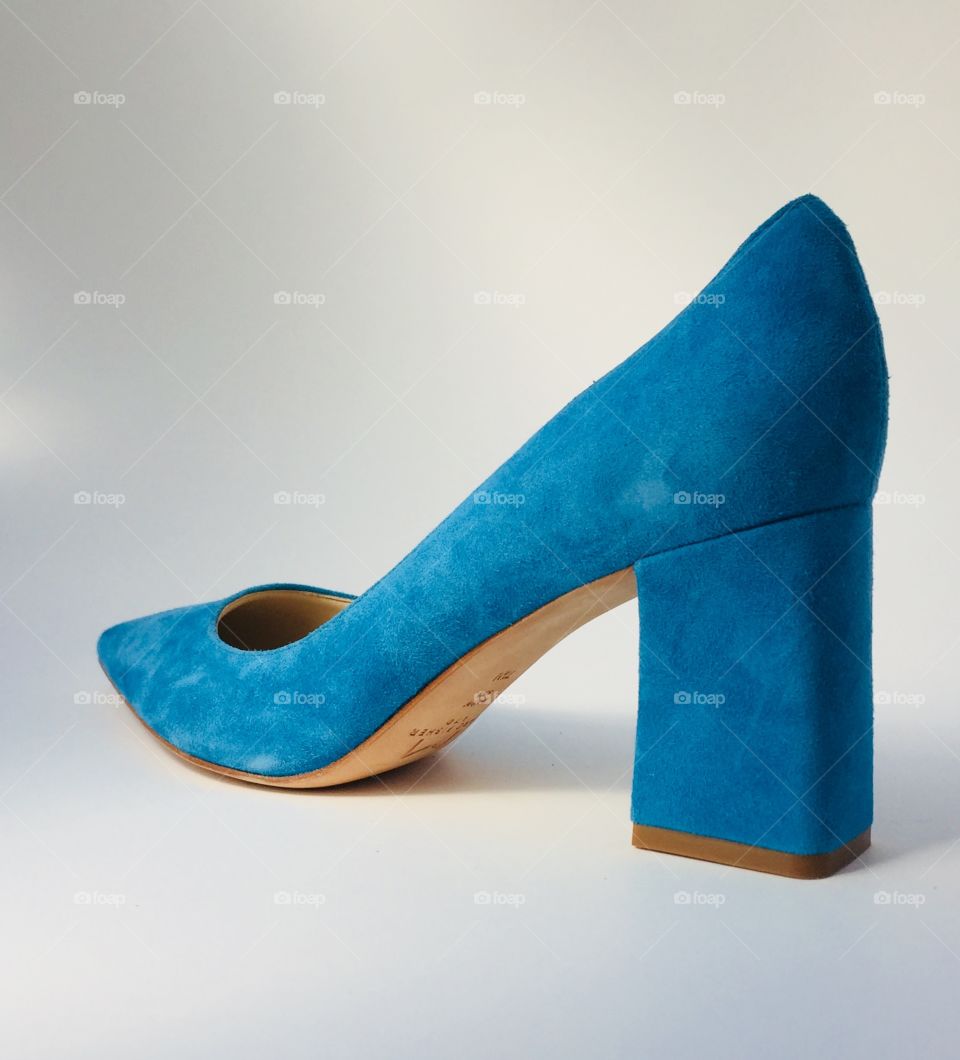 Blue suede high heels 