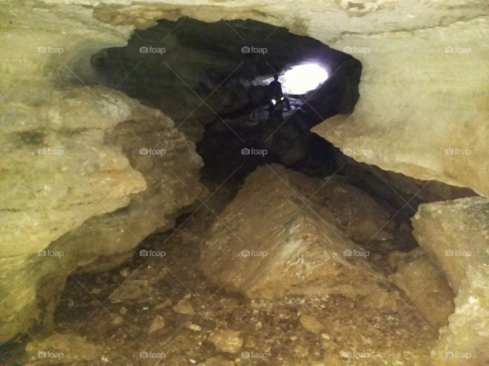 Inside Bolin's Cave along a hiking trail at Murder Rock, Branson, Missouri.