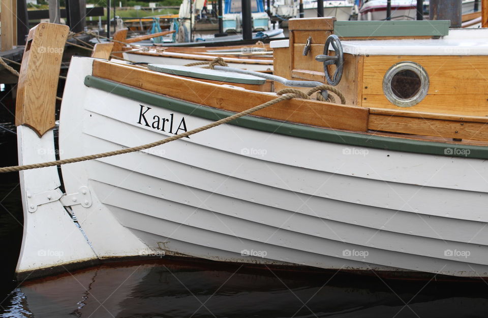 Classic boat in the harbor of Gislöv, Skåne Sweden.