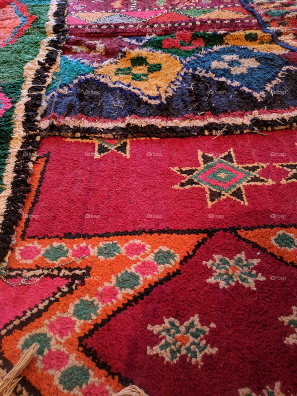 Ornate, Handwoven, Colorful, Handmade Rugs with A Variety of Patterns from a Small Village in Morocco