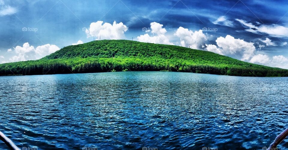 Panoramic view of Whiting Reservoir at Mount Tom in Holyoke, MA