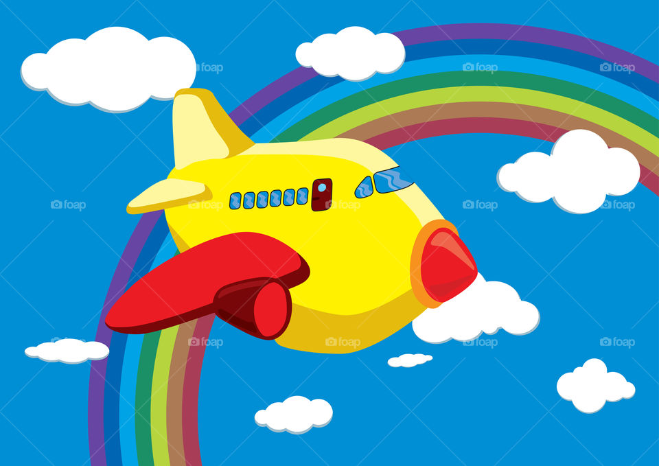 Fun colorful cartoon airplane