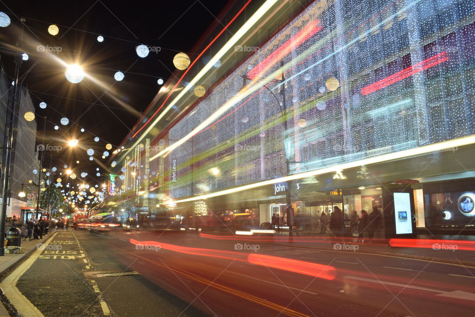 Christmas lights, Lights, Fairy lights, Oxford Street, Night, London at night, Night photography, Road, Traffic, Transportation 