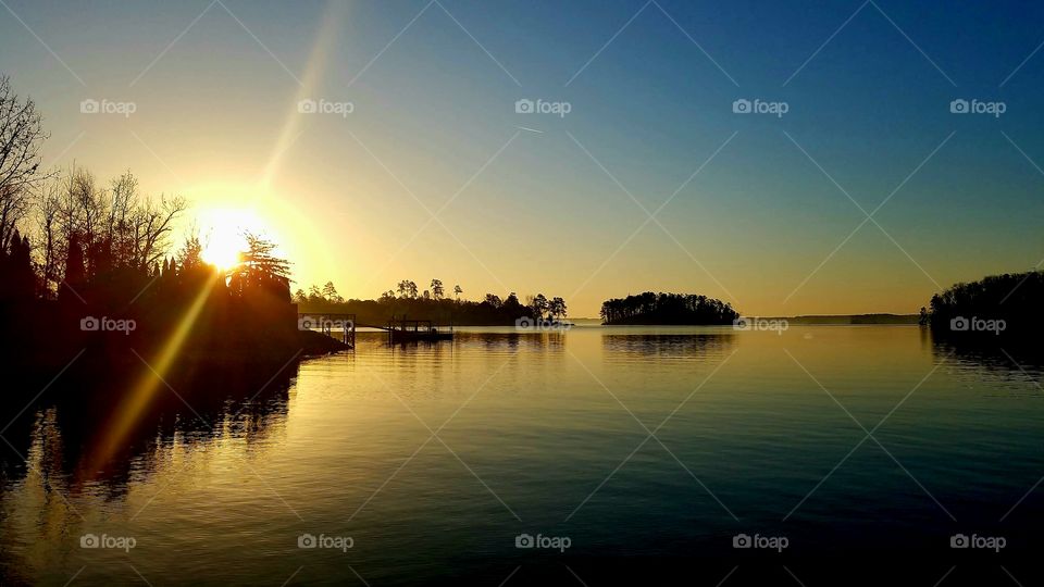 Sunrise over lake.