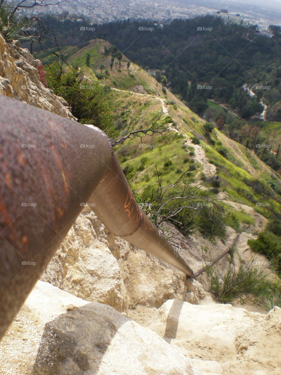 A pipe running down a hill