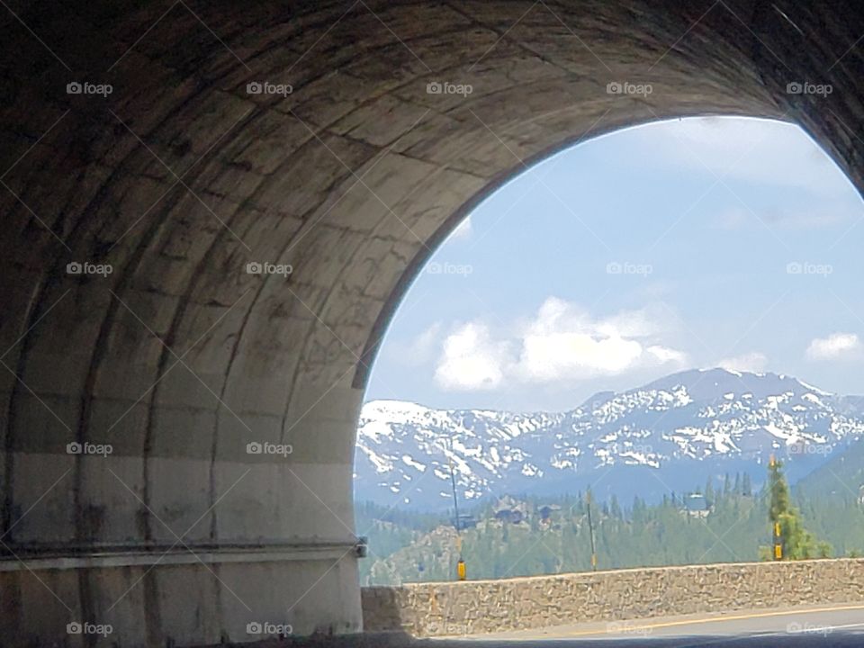 mountains through the tunnel