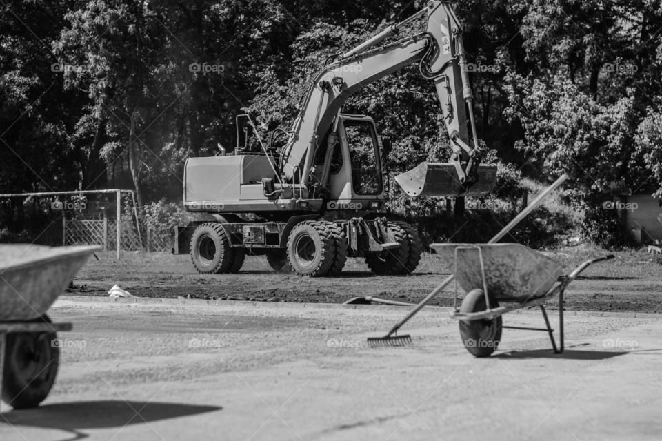 Excavator on construction site