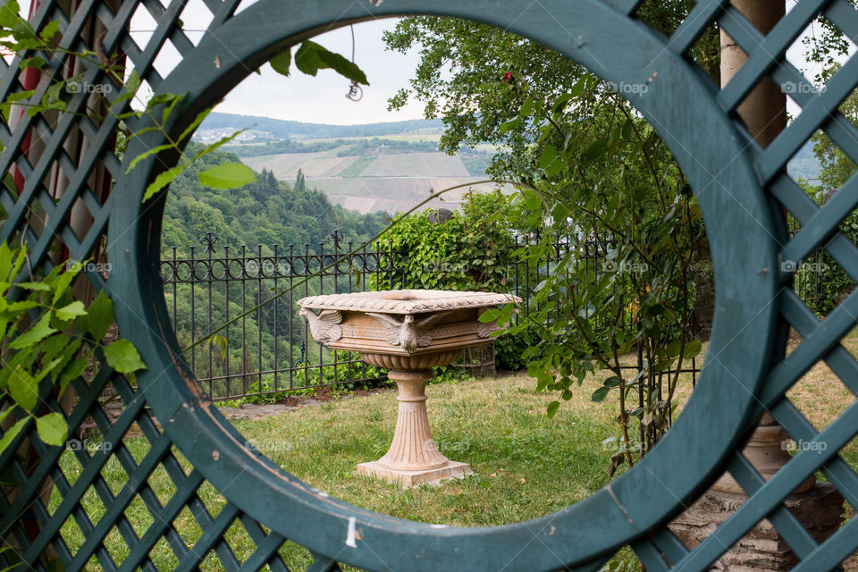 Birdbath in garden