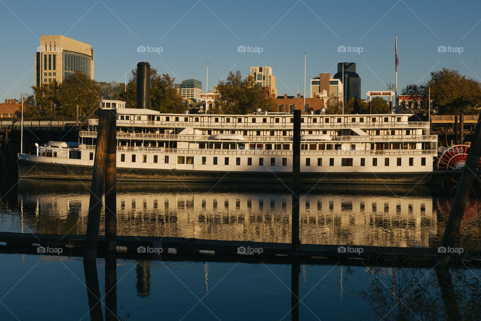 Famous Delta King boat in old Sacramento across the river