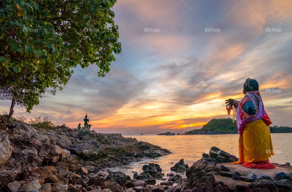 Beautiful sunset scene on Thailand beach