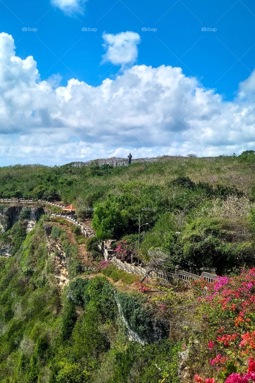 Hills under a cloudy sky in high angle view