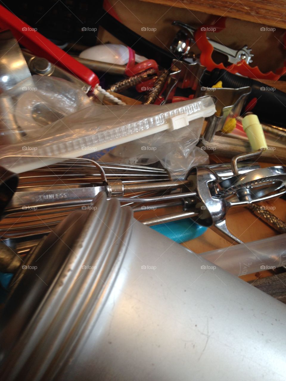 Cooking utensils in disarray 