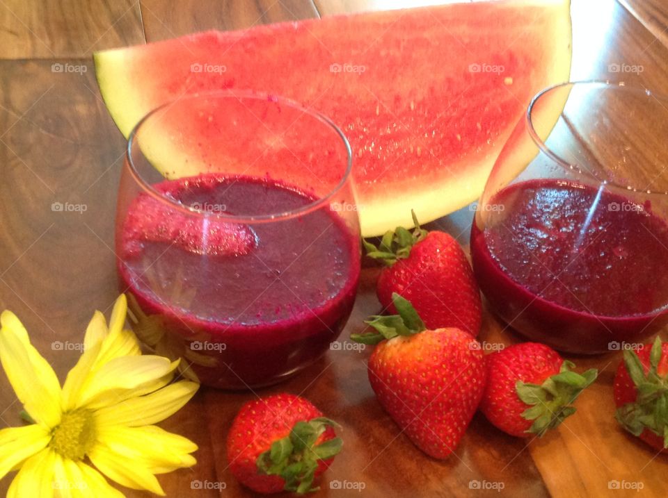 A watermelon and strawberry smoothie