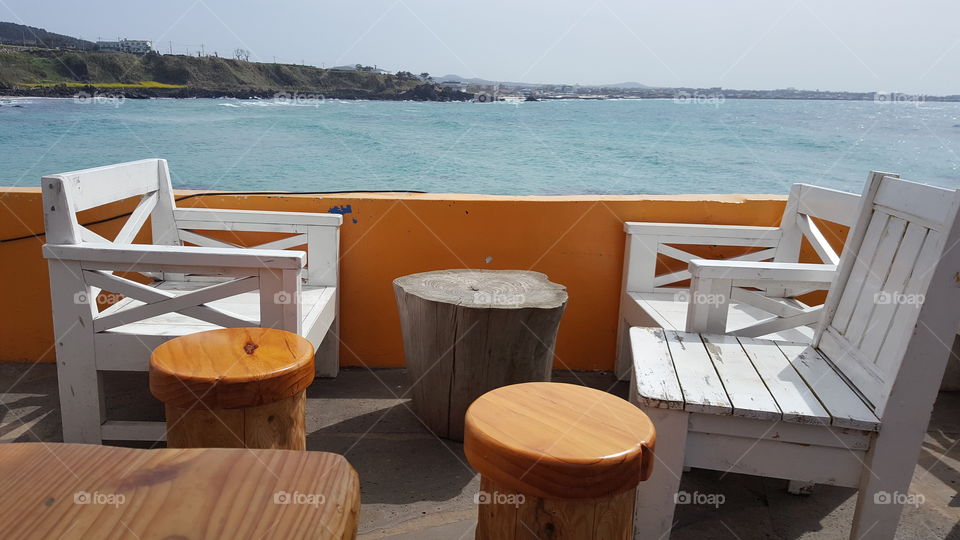 Cozy café by the sea.
