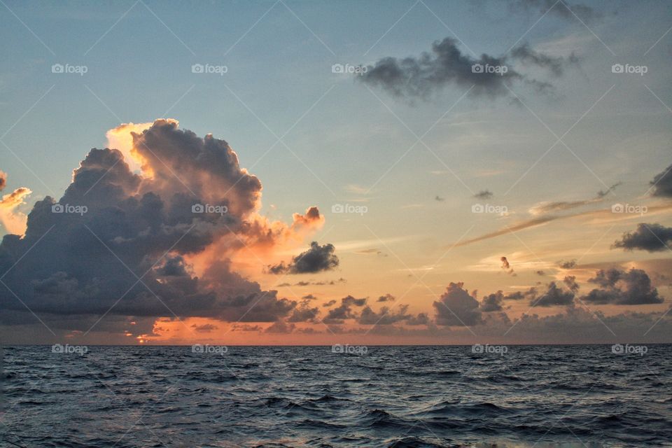 Middle of the ocean sunset