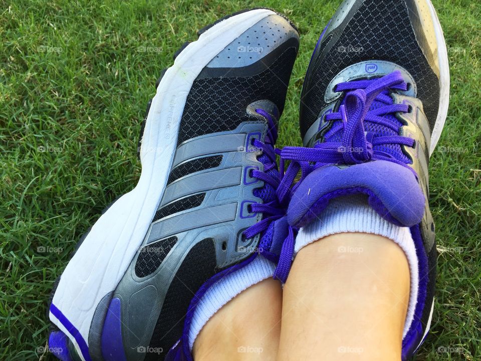 Running shoes . Post run relaxing
