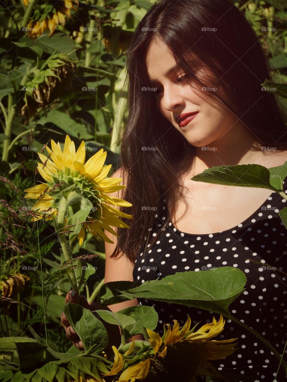 woman with sunflower