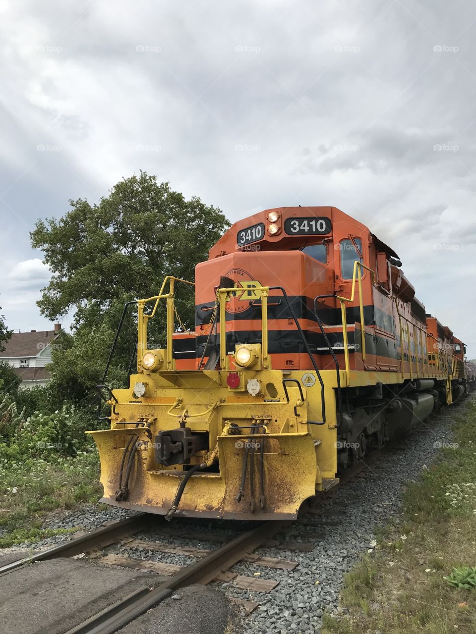 Train in action on railroad