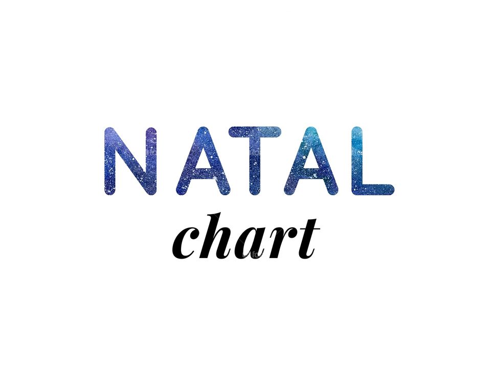 Words Natal chart by space letters, watercolor cosmos, astrology abstract texture