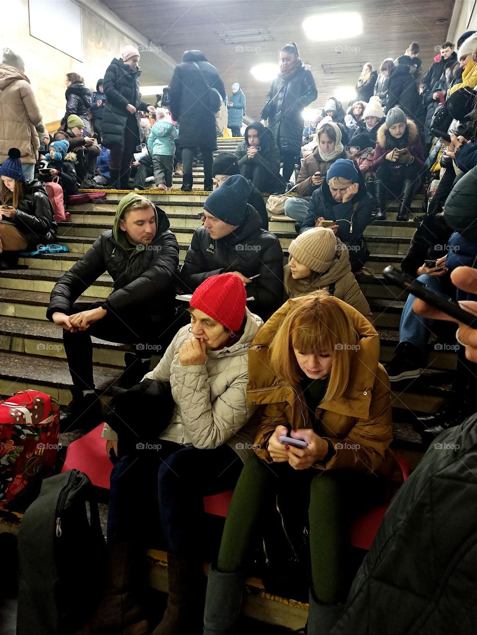 Introducing the Crowds Revolution ! People in a bomb shelter. People in the subway in Kyiv during an air raid. Ukraine