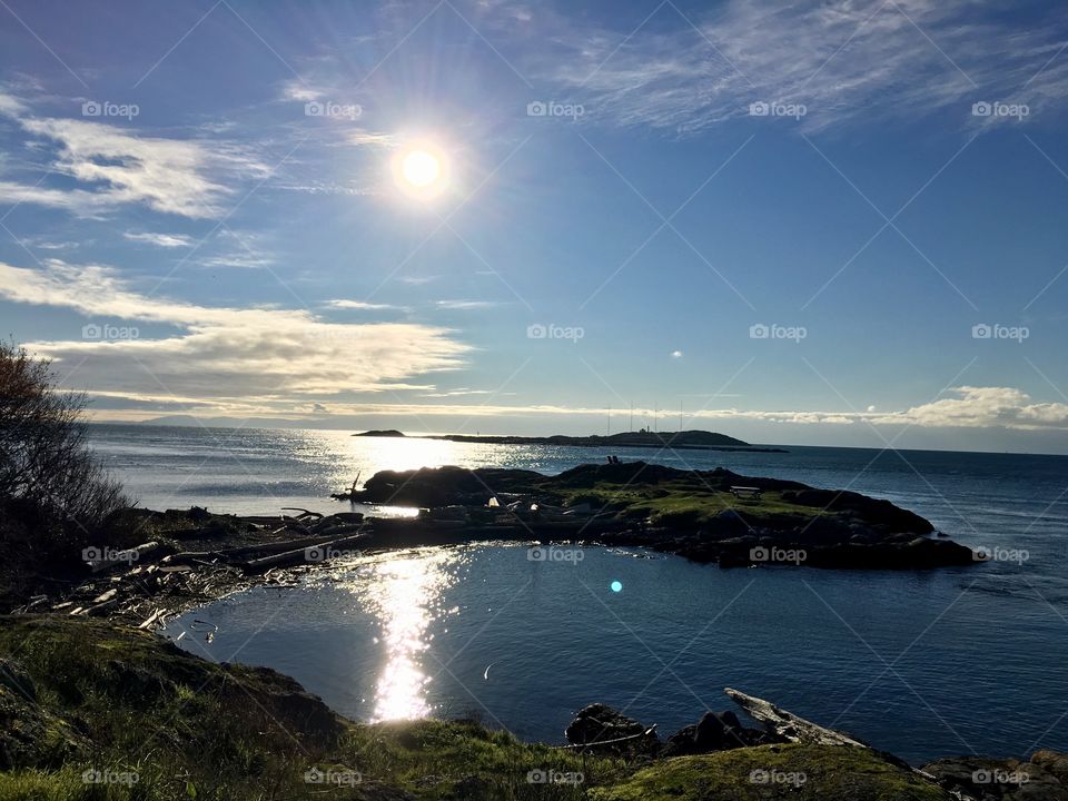 Reflection of sun at sea