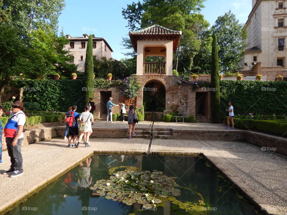 A fountain in the Alhambra in Granada Spain 