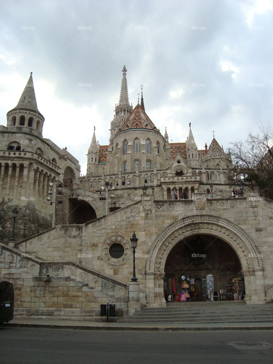 Budapest Fisherman's Bastion. Looking up at Fisherman's Bastion