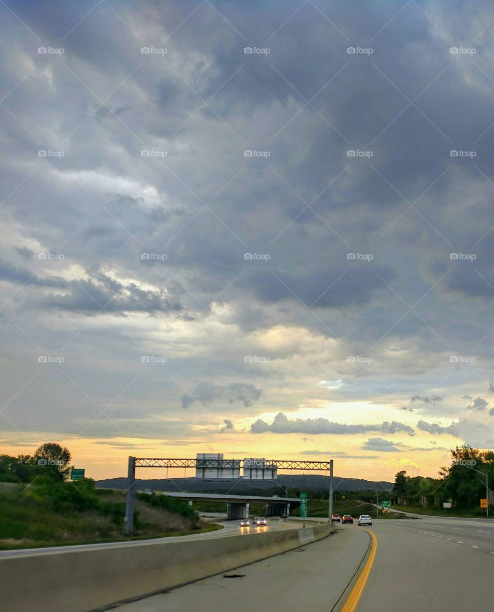 clouds sun highway
