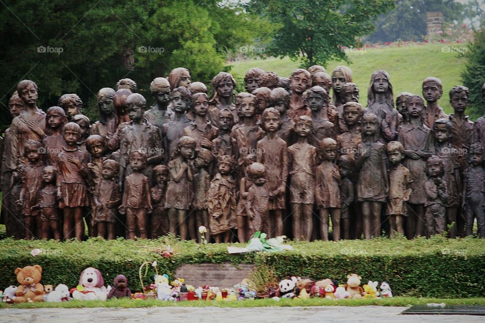 "The Lidice Children". A Memorial of 82 bronze, life-sized frightened children in honor of the 82 children that were sent to the gas chambers during the WOII Lidice massacre.