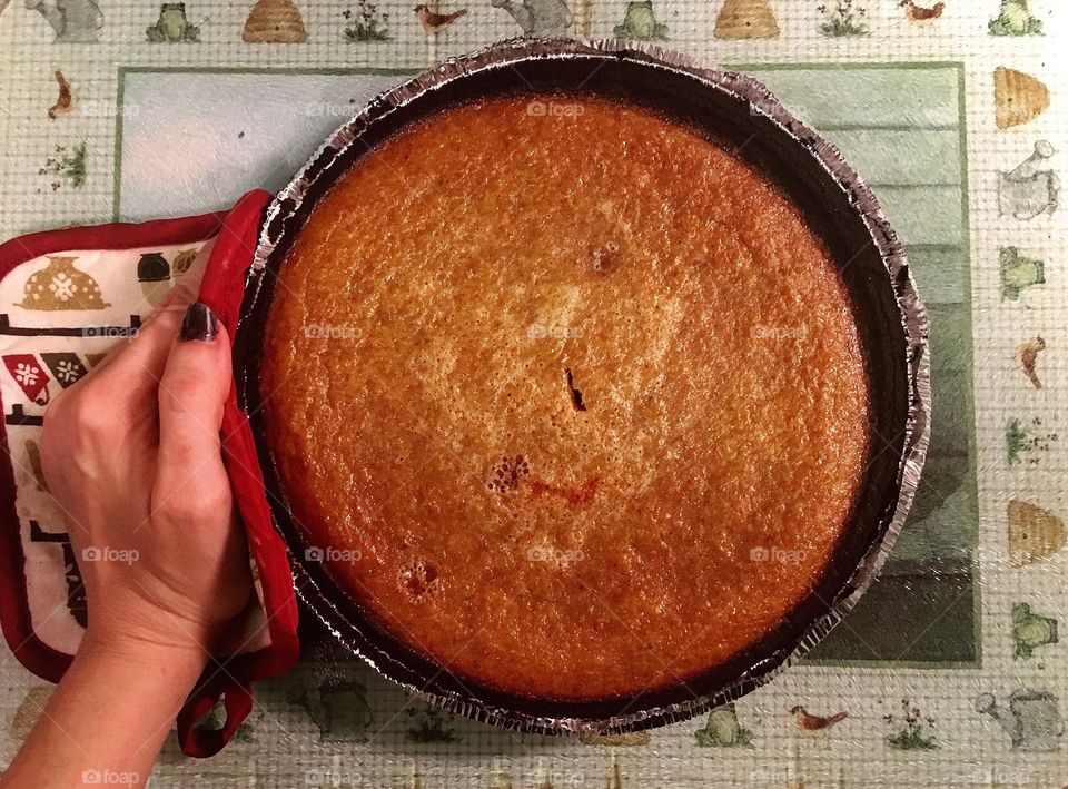 Baked homemade pumpkin pie