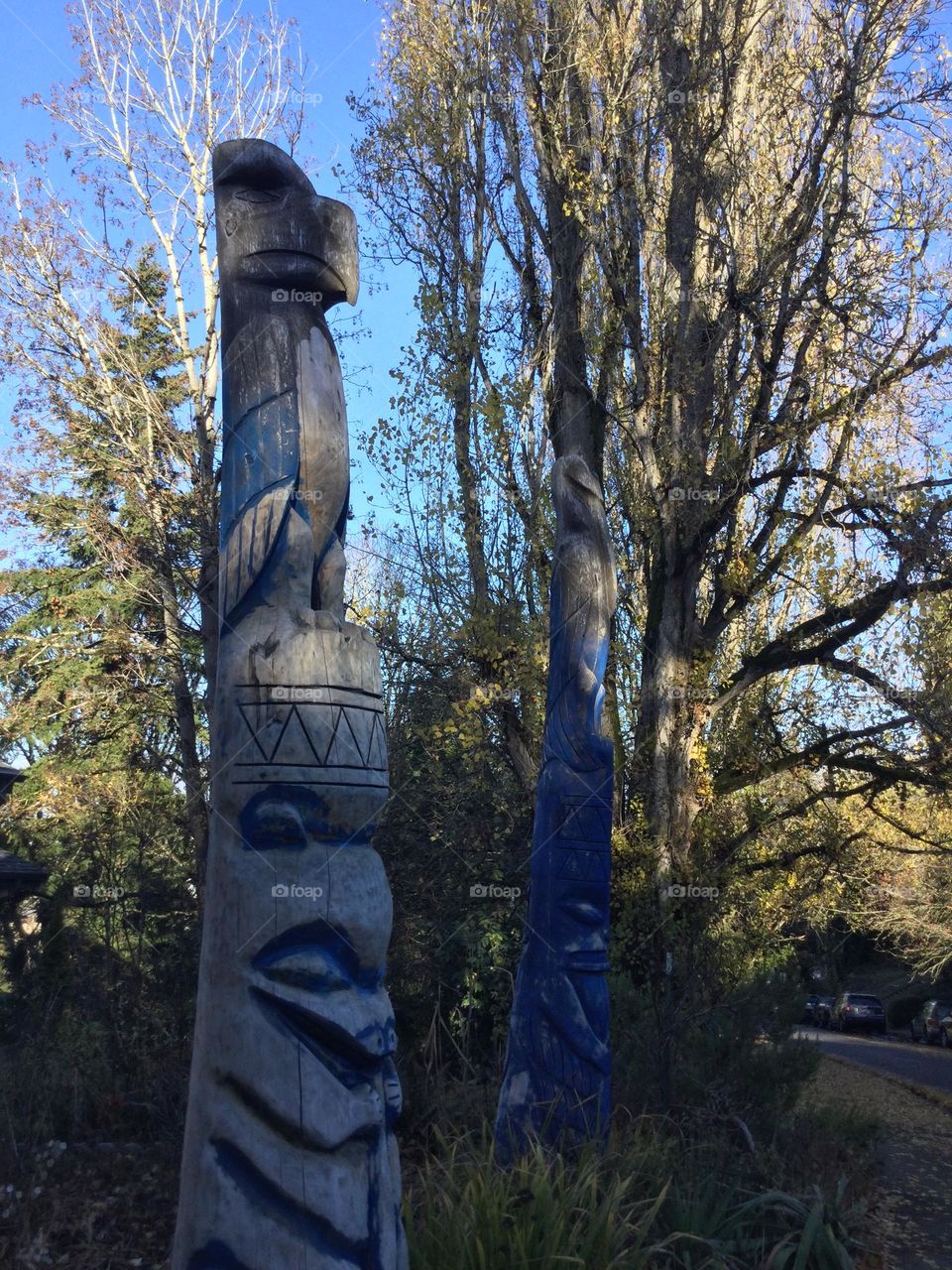 Two Totem Poles in the Pacific Northwest 