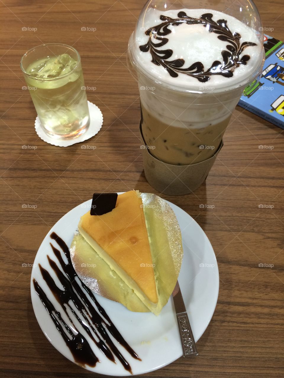 Cheese cake and iced capucino