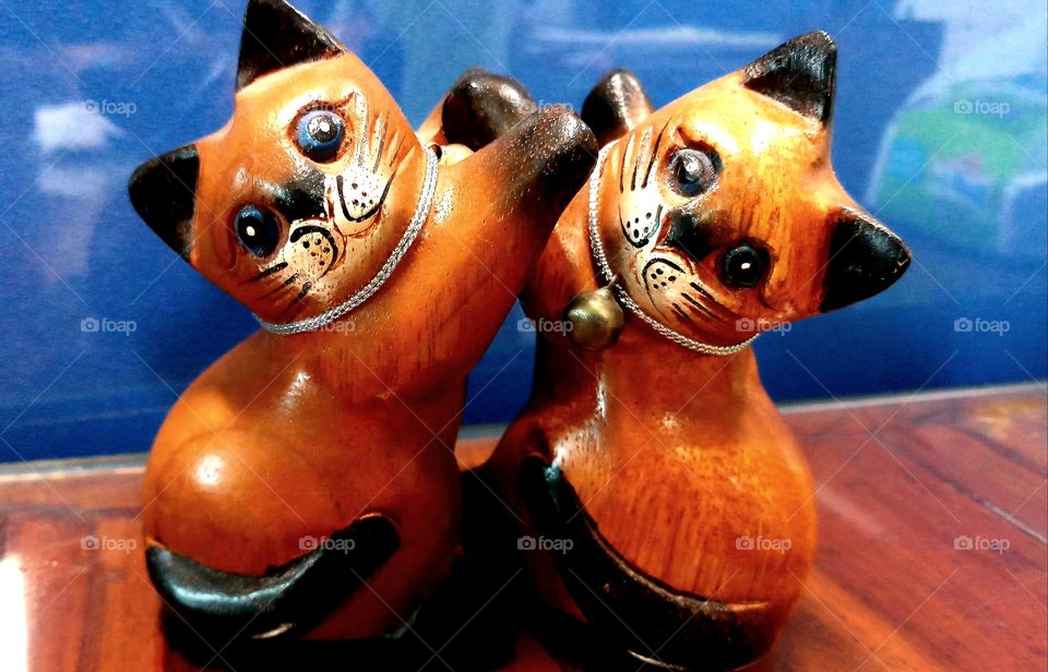 Wooden cats from Chiangmai