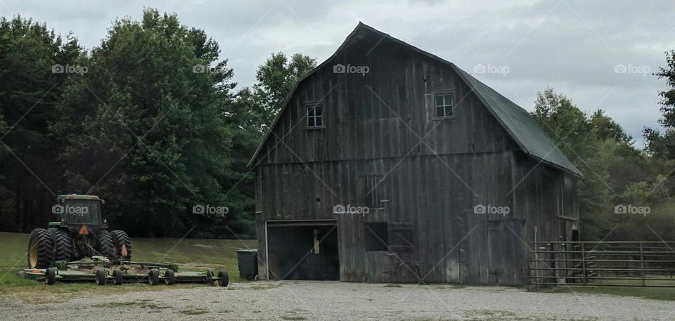 barn and tractor