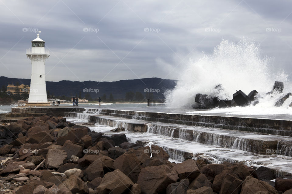 Wollongong lighthouse at storm