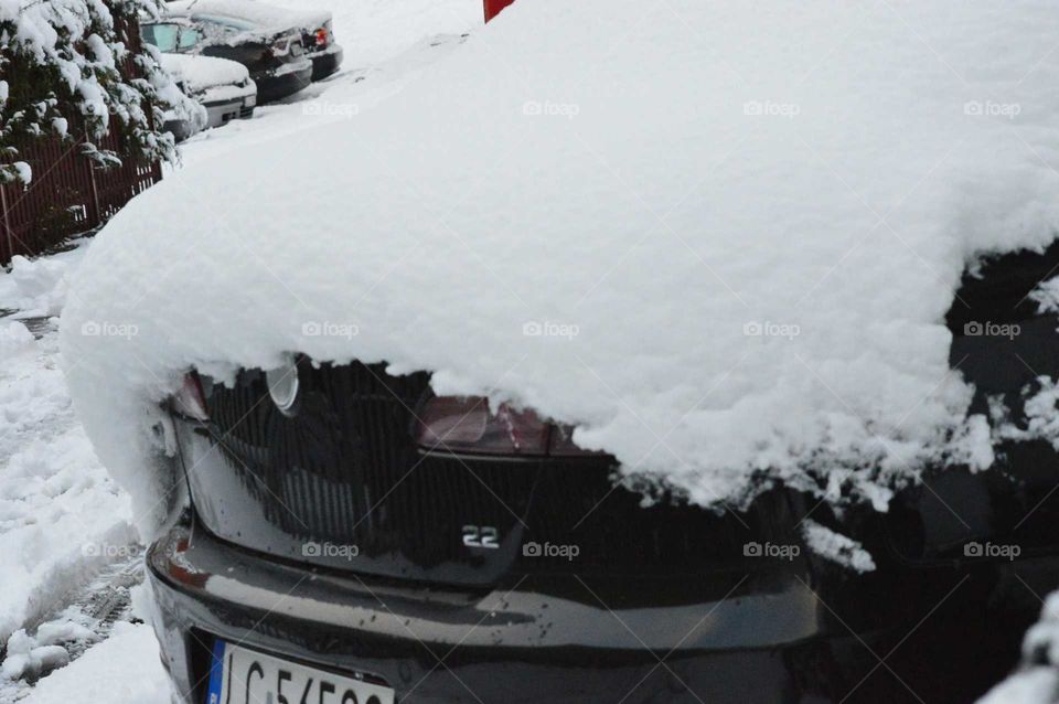 snowy car