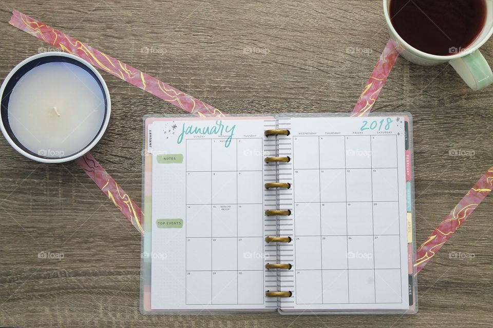 blank January journal flat lay