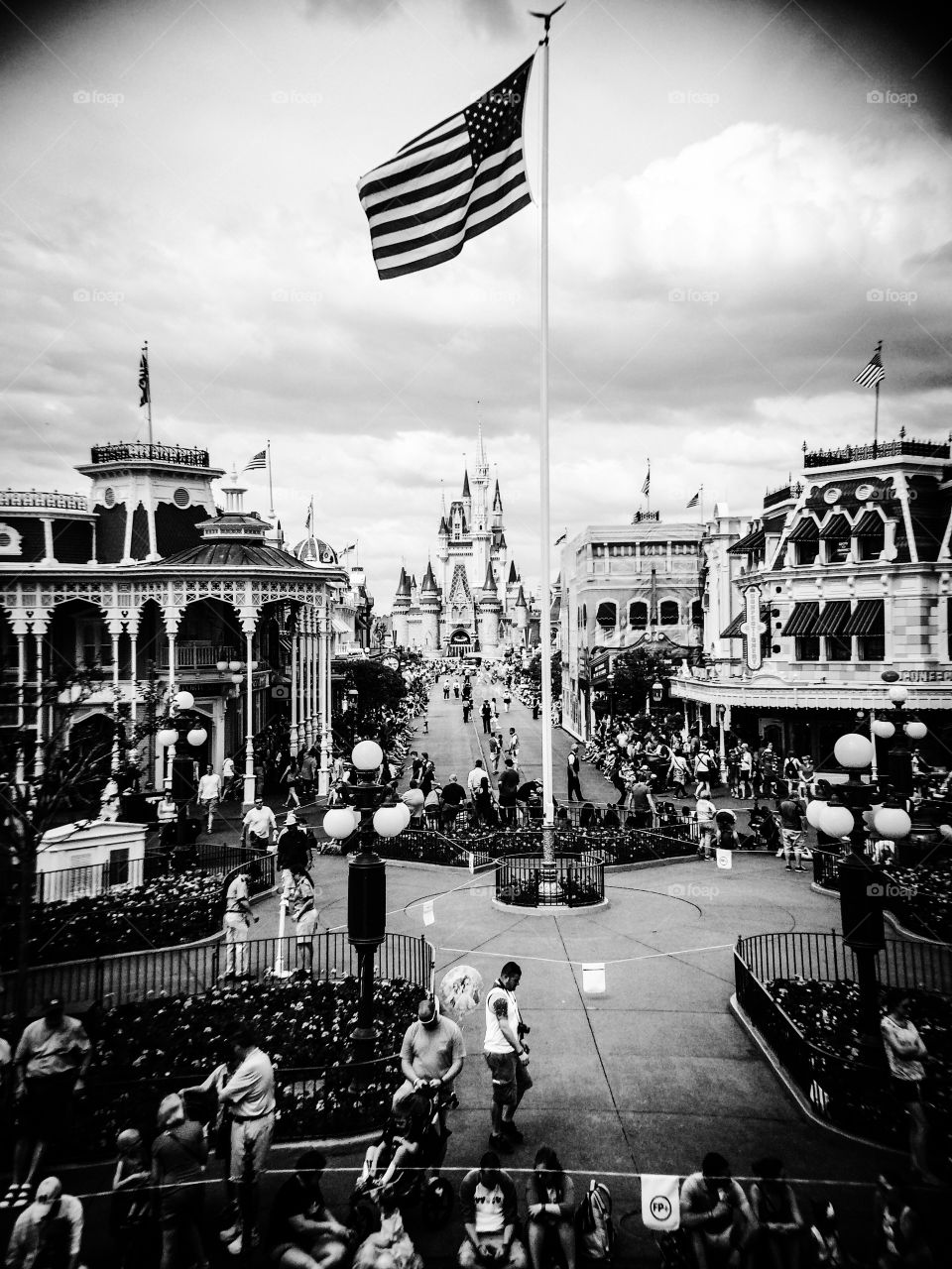 Main Street USA. Walt Disney's version of the atypical Main Street as it plays out at the Magic Kingdom in Florida. 