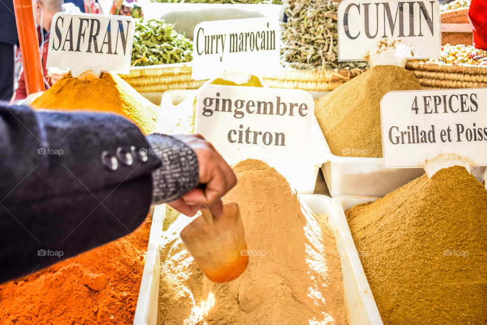 Spices on a moroccan market