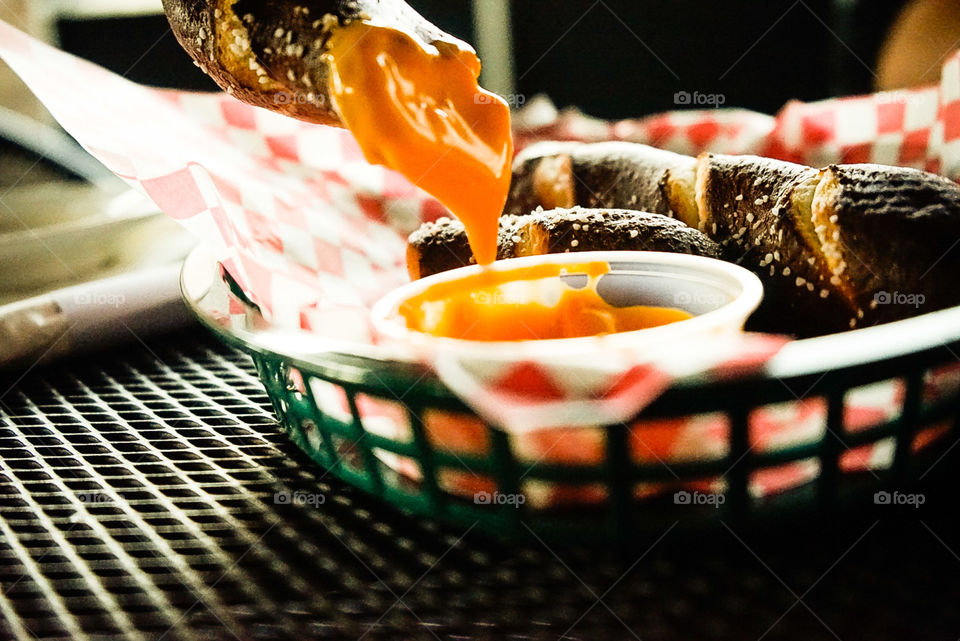 pretzel stick appetizers with cheddar dipping sauce