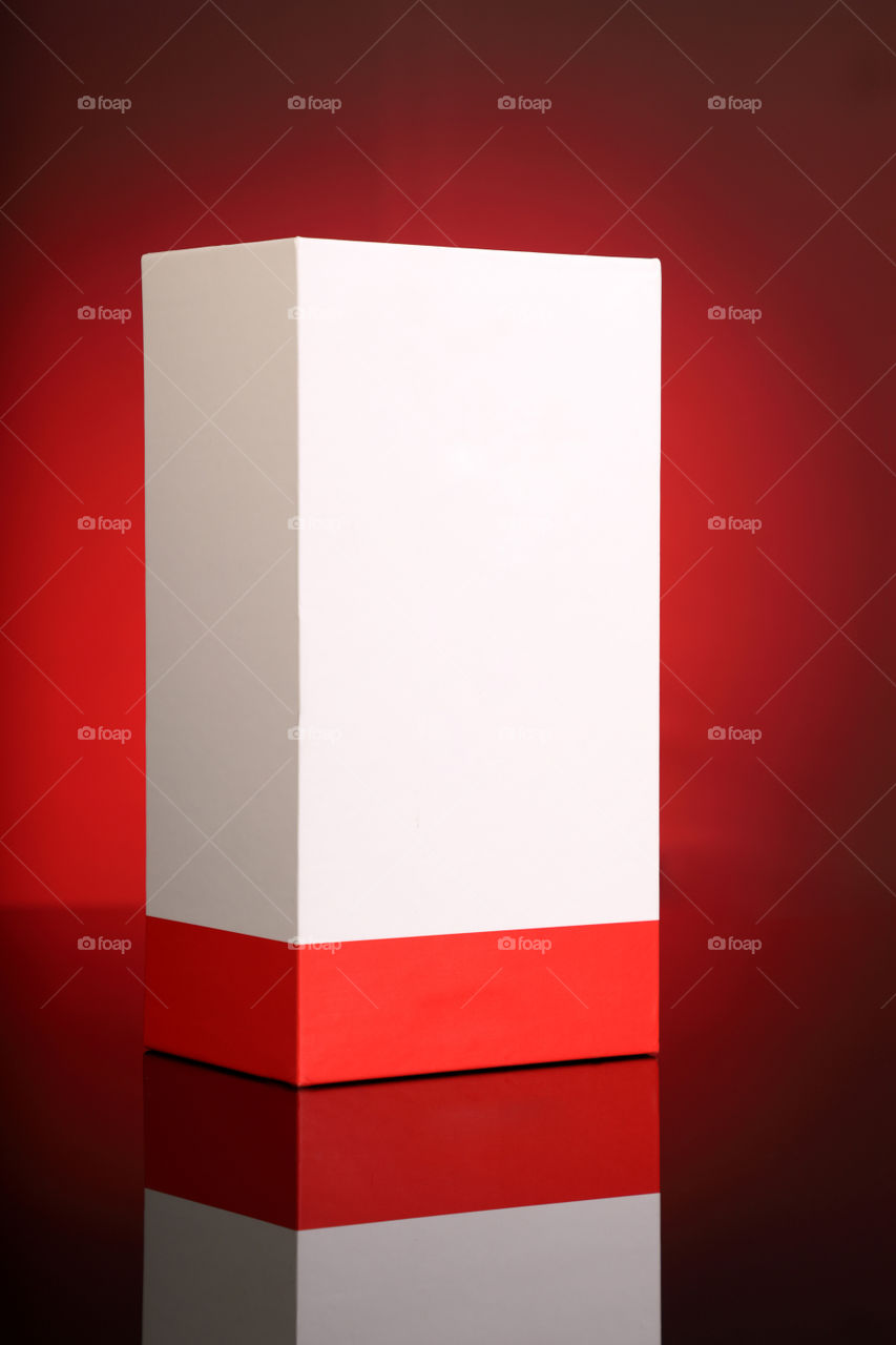 Blank red and white packaging box for mockup