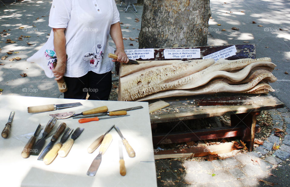 Wood carving on the street