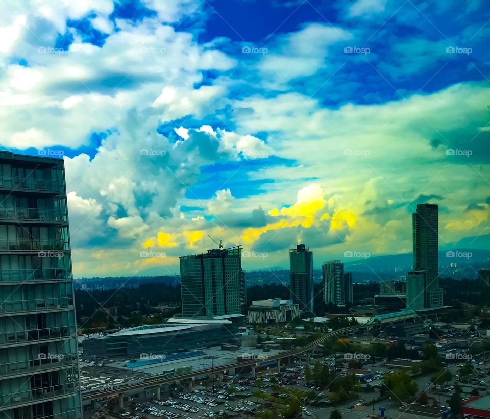 Enhance photos of North Surrey from the 39th floor in British Columbia 