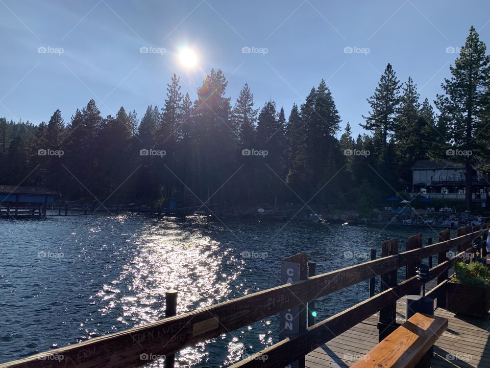 The reflection of the sun casted beautifully on Lake Tahoe. Captured from the pier at GarWoods. 